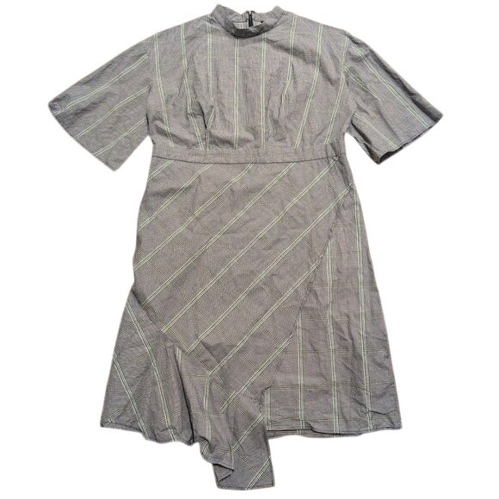Who What Wear Dress Plus XXL 2X Asymmetrical Green Plaid Ruffle Career Work